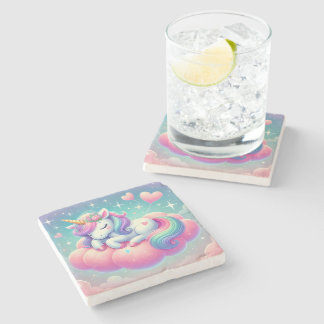Dessous-de-verre En Pierre Sleepy Unicorne Valentine's Day Cadeau Jeu Oreille
