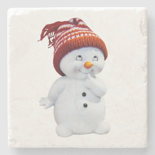 DESSOUS-DE-VERRE EN PIERRE SNOWMAN JOUEUR (Devant)