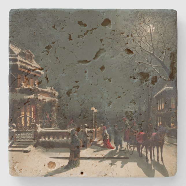 Dessous-de-verre En Pierre Soirée de Noël (Devant)