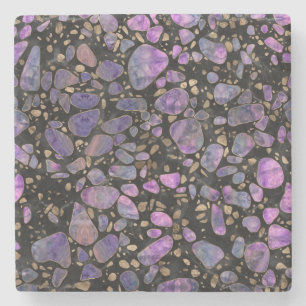 Dessous-de-verre En Pierre Sol de mosaïque - labradorite et or sur le marbre