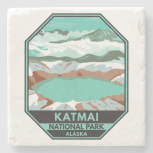 Dessous-de-verre En Pierre Sommet du parc national Katmai Crater Lake Alaska