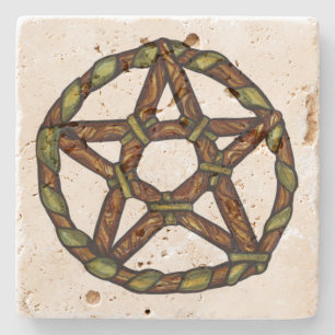 Dessous-de-verre En Pierre Sorcière Verte Païen Pentacle Nature Wicca