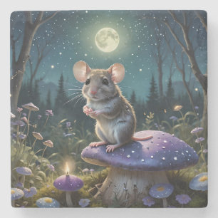 Dessous-de-verre En Pierre Souris mûre au champignon au clair de lune
