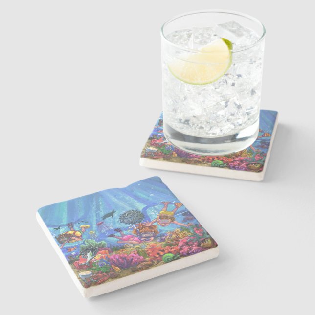 Dessous-de-verre En Pierre Sous la mer (Côté)