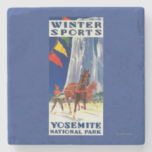 Dessous-de-verre En Pierre Sports d'hiver chez Yosemite PosterYosemite, CA