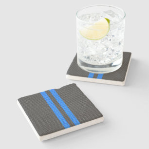 Dessous-de-verre En Pierre Sporty Sky Blue Carbon Style Fibre Stripes de cour