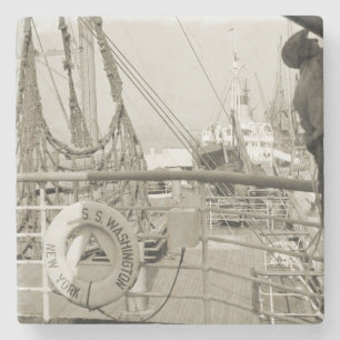 Dessous-de-verre En Pierre SS Washington Luxury Liner Cruise Ship 1930's Deck