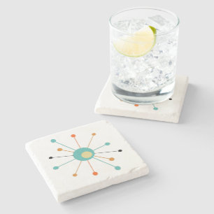 Dessous-de-verre En Pierre Starburst atomique orange Turquoise milieu de la m