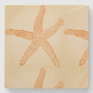 Dessous-de-verre En Pierre Starfish Plage Nautique Coral Orange Cadeau Favori