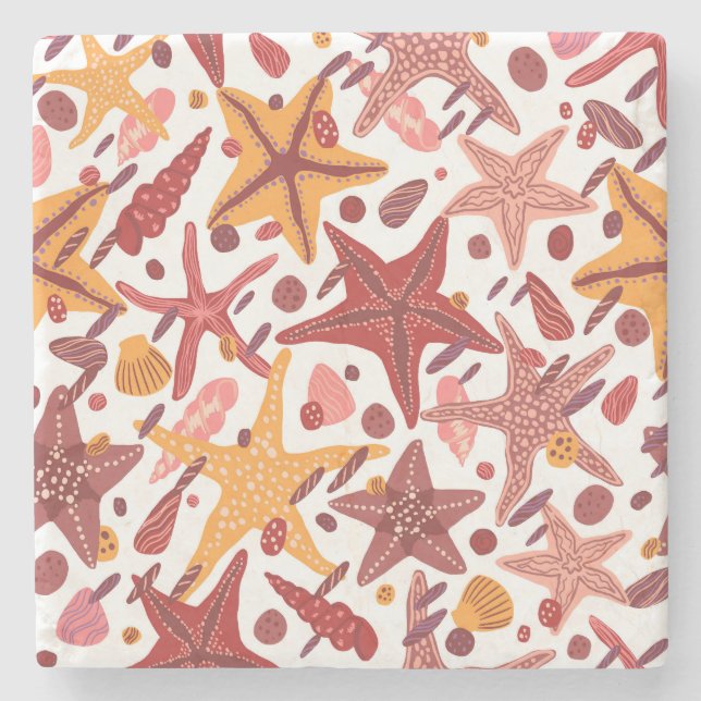 Dessous-de-verre En Pierre Starfish Shells : Motif scandinave (Devant)
