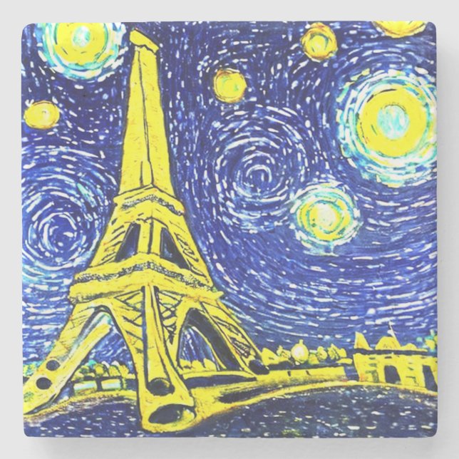 Dessous-de-verre En Pierre Starry Night Paris France (Devant)