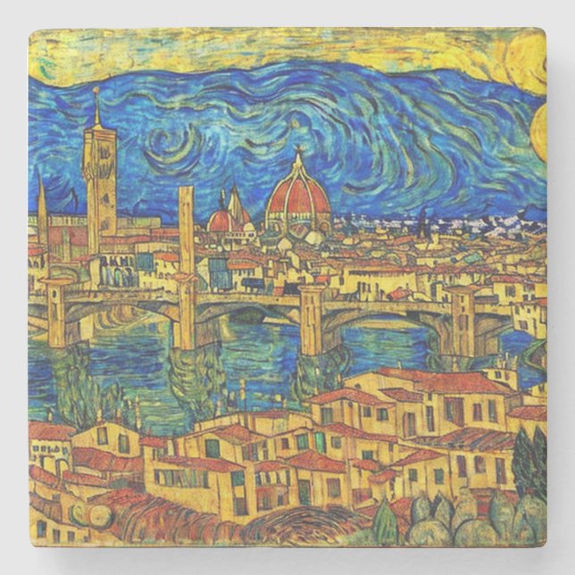 Dessous-de-verre En Pierre Starry Starry Night Florence Italie (Devant)