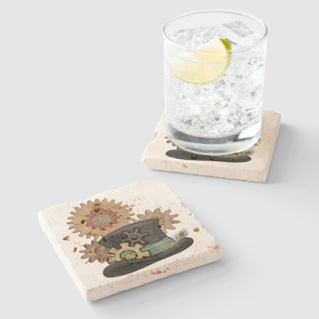 Dessous-de-verre En Pierre Steam Sass Steampunk Médias mixtes (Côté)