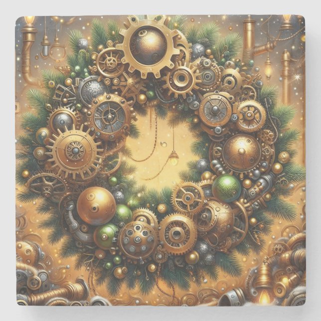 Dessous-de-verre En Pierre Steampunk Christmas Coaster (Devant)