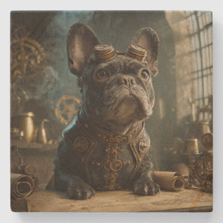 Dessous-de-verre En Pierre Steampunk Frenchie (Edition 1) - SandStone Coaster
