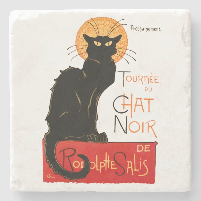 Dessous-de-verre En Pierre Steinlen Chat Noir Classique Art Français (Devant)