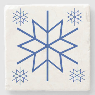 Dessous-de-verre En Pierre Stone Coaster - Flocons de neige bleus