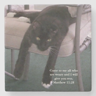 Dessous-de-verre En Pierre Stone Coaster- Matthew verse "come to me..." 