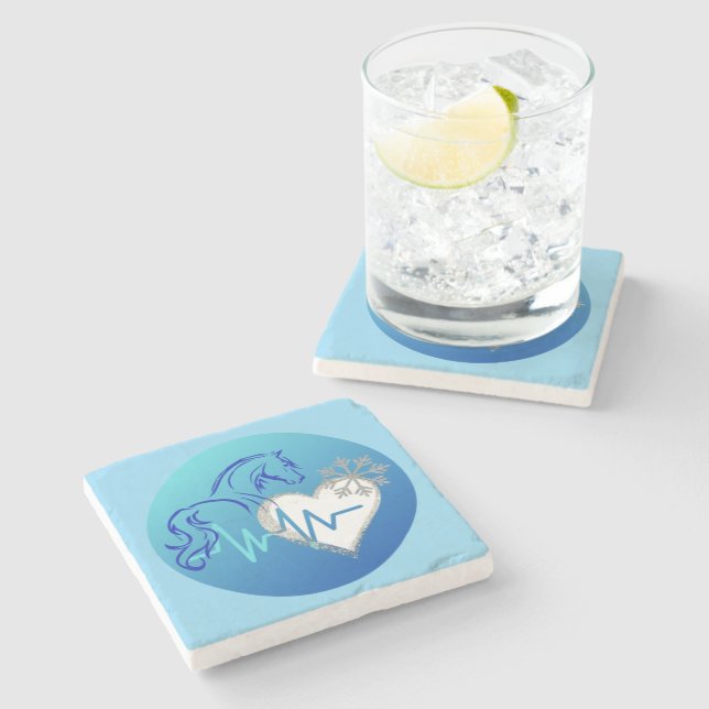 Dessous-de-verre En Pierre Stone Coaster - Winter Logo  (Côté)