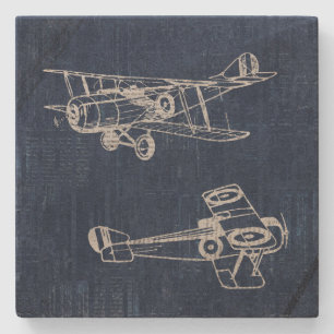 Dessous-de-verre En Pierre Style de texte et de script du journal de l'avion 
