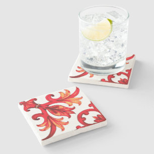 Dessous-de-verre En Pierre Style italien, mosaïque, rouge