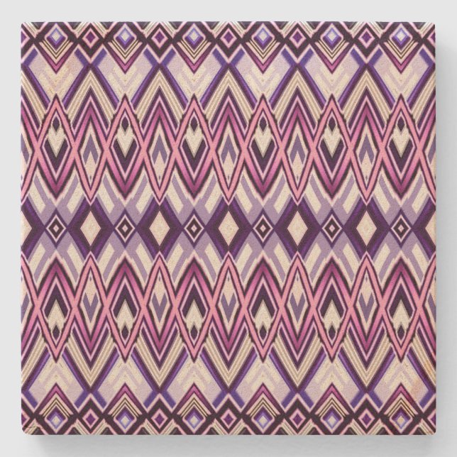 Dessous-de-verre En Pierre Style sud-ouest noir violet blanc (Devant)