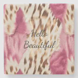 Dessous-de-verre En Pierre Stylish Girly Rose White Gold Zebra