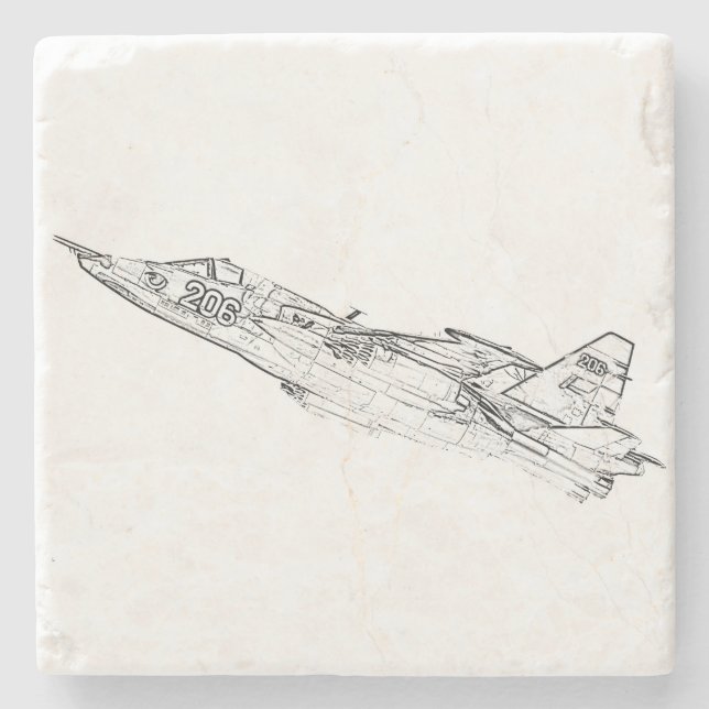 Dessous-de-verre En Pierre SU 25 Grach Soviet Frogfoot Plane Croquis (Devant)