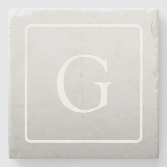 Dessous-de-verre En Pierre Subtil Gray Gradient Nom de famille Monogramme (Devant)