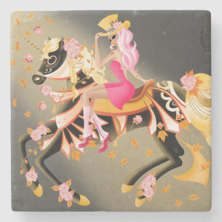 Dessous-de-verre En Pierre Sugar Skull Horse & Lady Stone Coaster