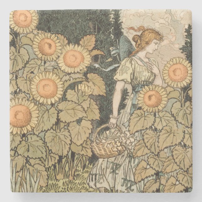 Dessous-de-verre En Pierre Sunflower Art Nouveau Jardin Grasset Femme (Devant)