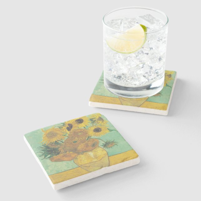 Dessous-de-verre En Pierre Sunflowers par Vincent Van Gogh (Côté)