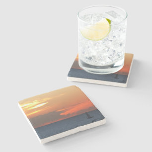Dessous-de-verre En Pierre Sunset Clouds and Sailboat Seascape