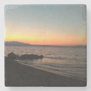 Dessous-de-verre En Pierre Sunset Sea Mountain Photo Dessous de verre en pier