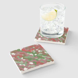 Dessous-de-verre En Pierre Super Funky Retro Boho Rouge et Vert Noël