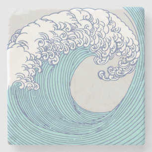 Dessous-de-verre En Pierre Surf asiatique japonais Vague Art Ocean Art