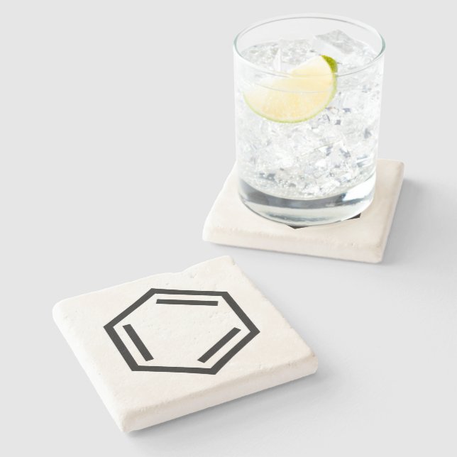 DESSOUS-DE-VERRE EN PIERRE SYMBOLE D'ANNEAU BENZENE (Côté)