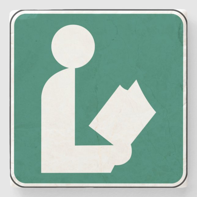 Dessous-de-verre En Pierre Symbole de bibliothèque - Panneau côté route (Devant)
