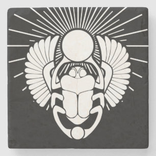 Dessous-de-verre En Pierre Symbole de Dieu du Scarab à ailes égyptiennes