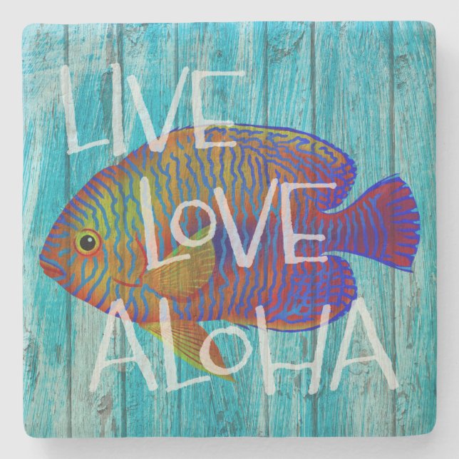 Dessous-de-verre En Pierre Symbole de plage de poissons tropicaux Aloha (Devant)
