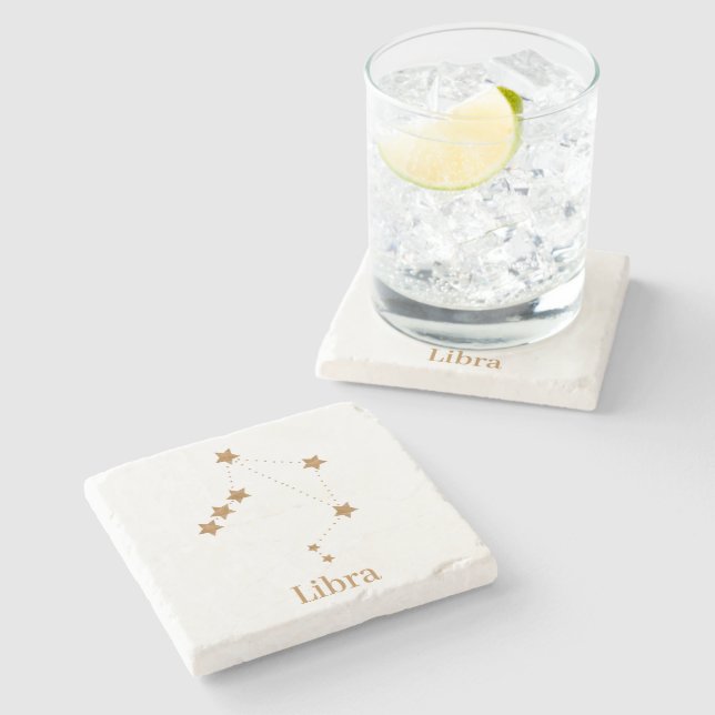 Dessous-de-verre En Pierre Symbole moderne Zodiac Gold Libra | Air de l'éléme (Côté)