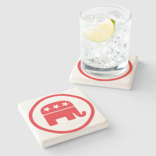 Dessous-de-verre En Pierre Symbole politique du parti républicain (éléphant)