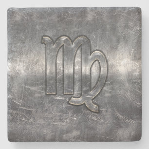 Dessous-de-verre En Pierre Symbole Virgo Zodiac Grunge Style Distressed