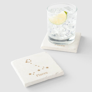 Dessous-de-verre En Pierre SYMBOLE Zodiaque Moderne Poissons Or   Eau de l'él