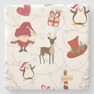 Dessous-de-verre En Pierre Symboles colorés de Noël 2 Arrière - plan modifiab