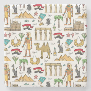 Dessous-de-verre En Pierre Symboles de couleur de motif de l'Egypte