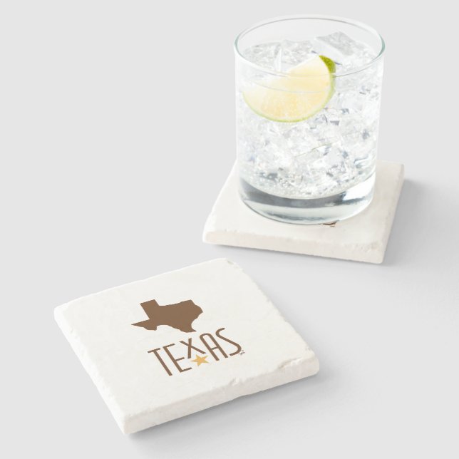 Dessous-de-verre En Pierre Symboles du Texas, Etat du Texas, brun (Côté)