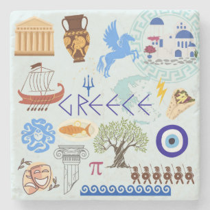 Dessous-de-verre En Pierre Symboles grecs Amateurs de voyage