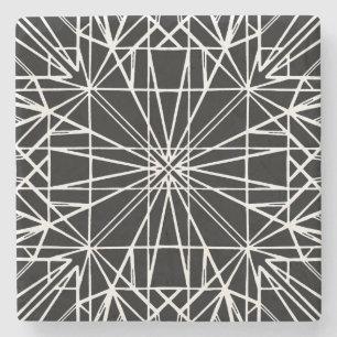 Dessous-de-verre En Pierre Symétrie géométrique noire et blanche