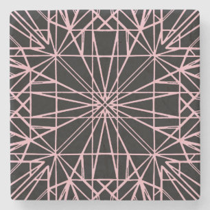 Dessous-de-verre En Pierre Symétrie géométrique rose et noir